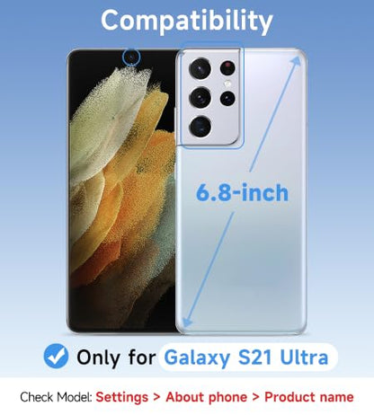 USLAI Case for Samsung Galaxy S21 Ultra, Anti-Yellowing, Crystal Clear Back, Shockproof & Military‑Grade Drop Protection - Transparent - color: Clear, size: Galaxy S21 Ultra