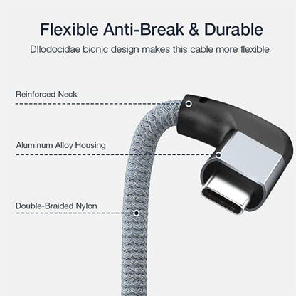 Right Angle USB C Extension Cable 1.6FT, USB-C 3.2 Male to Female Cable - color: GRAY, size: 1.6FT