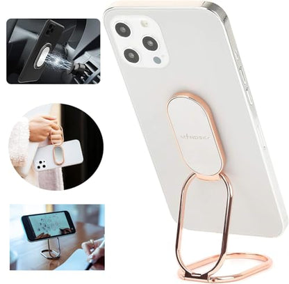 Phone Ring Holder Finger Kickstand 360°Rotation Cellphone Back Grip Foldable Cell Phone Stand for Desk Compatible with iPhone iPad Smartphones Tablets (Rose Gold) - color: Rose Gold