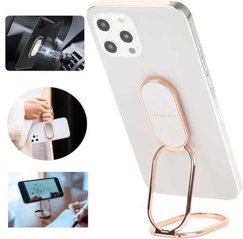 Phone Ring Holder Finger Kickstand 360°Rotation Cellphone Back Grip Foldable Cell Phone Stand for Desk Compatible with iPhone iPad Smartphones Tablets (Rose Gold) - color: Rose Gold