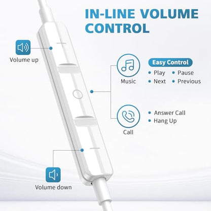 USB C Earbuds for iPhone 18 Pro Max Duo 17 Air 16 15 Plus/iPad, Silver - color: Silver