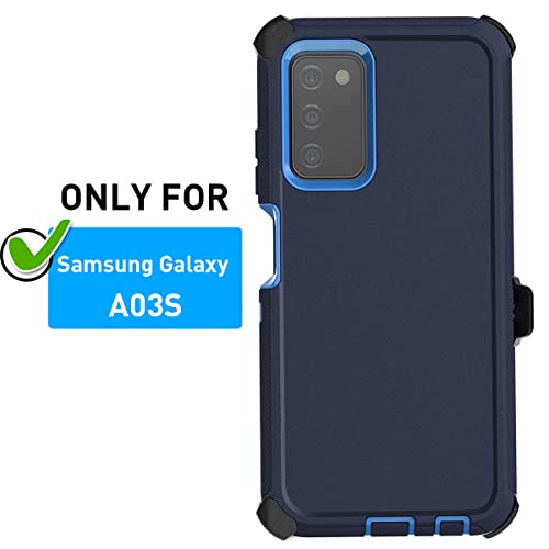 AICase for Galaxy A03S Case,Heavy Duty Drop Protection Full Body Rugged Shockproof/Dust Proof Military Protective Tough Durable Phone Cover for Samsung Galaxy A03S(US Version) - color: Navy Blue with Belt Clip