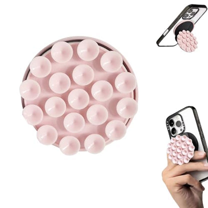 Rookii Strong Magnetic Suction Cup Phone Grip Stand,Compatible MagSafe Phone Ring Holder with Kickstand,Secure Grip for Hands-Free Viewing,for iPhone and Android Phones (Pink) - color: pink