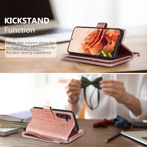Varikke for Samsung Galaxy S25 Wallet Case Magnetic Detachable, Rose Gold - color: Rose Gold, size: Galaxy S25 6.2"