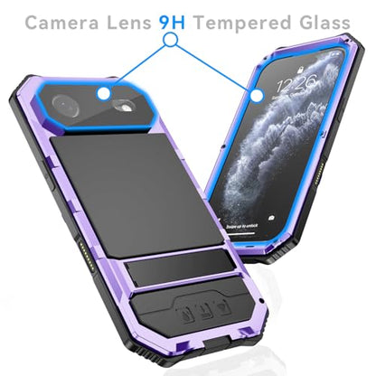 Lunivop Compatibility with iPhone Air Case 6.5'' 2025 Heavy Duty with Built in Screen Protector Lens Protection Rugged Stand 360 Full Body Military Grade Metal Bumper Phone Cases Men 17 Air Purple - color: Purple, size: iPhone 17 Air 6.5 2025