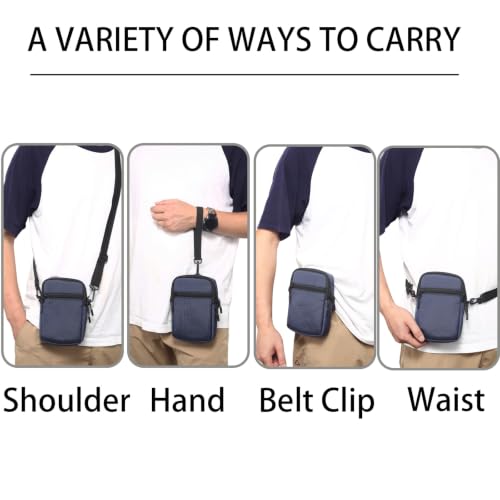 Multi-Functional Cell Phone Belt Holster, Water Repellent Nylon Crossbody Waist Bag Fits 7.2 Inch Phones, 4 Ways Wear Shoulder Hand Wrist Carry Pouch for Outdoor Travel Hiking(Blue) - color: Blue