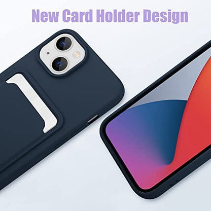 MZELQ Compatible with iPhone 14 Case Card Holder -Blue | Wallet Cover,Camera Protection + Screen Protector Soft Card Slot Phone Case - color: Blue, size: iPhone 14