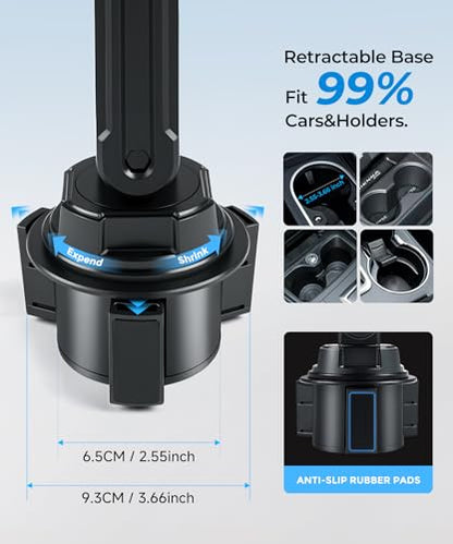 Qi2.2 25W Dual Cup Holder Car Charger with MagSafe Mount, Holds 2 Phones - color: Clamp & Charger