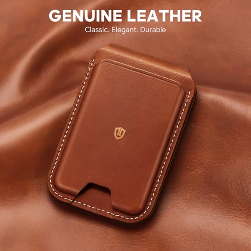 SHIELDON Genuine Leather Magnetic Wallet Stand for MagSafe, Retro Brown | Strong Magnetic, Card Holder, Kickstand, Angle Adjustment, Rfid Blocking, for iPhone 17/16/15/14/13/12 Series & Magnet Case - color: Brown - Retro