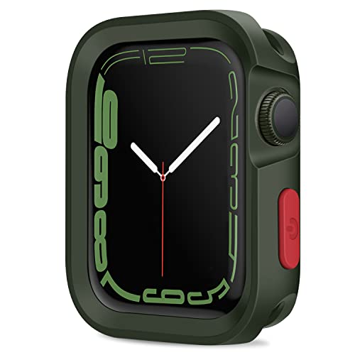 Amizee Rugged Case Compatible with Apple Watch Case Series 9/8/7 41mm SE 3/2/1 Series 6/5/4 40mm, Soft TPU Shockproof Bumper Drop Proof Protective Cover Compatible with iWatch - Army Green - color: Army Green, size: 40mm/41mm
