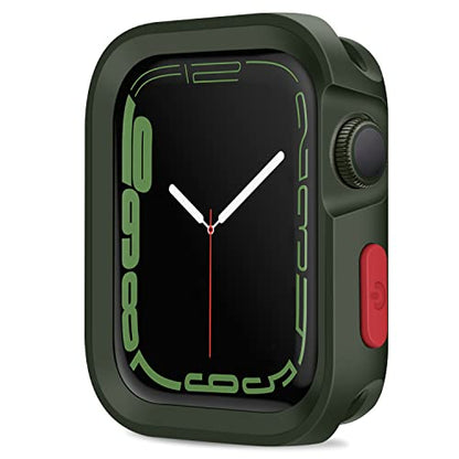 Amizee Rugged Case Compatible with Apple Watch Case Series 9/8/7 41mm SE 3/2/1 Series 6/5/4 40mm, Soft TPU Shockproof Bumper Drop Proof Protective Cover Compatible with iWatch - Army Green - color: Army Green, size: 40mm/41mm