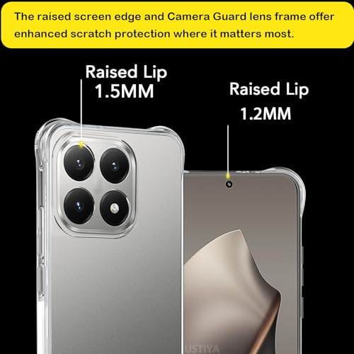 USTIYA Case for Xiaomi 15T 5G Clear TPU Four Corners Military-Grade Protection Cover Transparent Soft funda