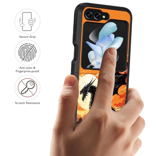 for Samsung Galaxy Z Flip 5 Case, Heavy Duty Dual Layer Hybrid Military Grade Shockproof Drop Folding Protective Cover for Samsung Galaxy Z Flip 5 5G 2023, Evil Dragon - color: Evil Dragon
