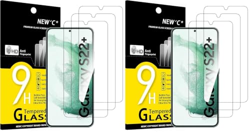 NEW'C 6 Pack Designed for Samsung Galaxy S22+ / S22 Plus, Screen Protector Tempered Glass, Case Friendly Scratch Resistant,Bubble-Free, Ultra Resistant - size: S22+ 6.6 inches (Pack of 2)