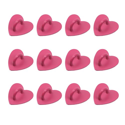 12Pcs Phone Charm Hook Adhesive (Heart Shaped, Rose red) - color: Rose Red