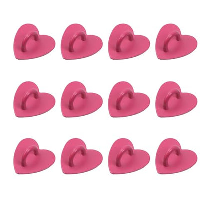 12Pcs Phone Charm Hook Adhesive (Heart Shaped, Rose red) - color: Rose Red