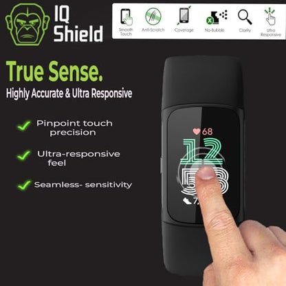 IQShield 6 Pack Screen Protector for Fitbit Charge 6 / Charge 5, Easy Install Anti-Scratch Anti-Bubble Clear TPU Film - size: 1.04 INCH