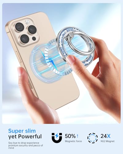 Magnetic Phone Ring, Compatible with MagSafe Phone Grip, Blue Flower - color: Blue Little Flower