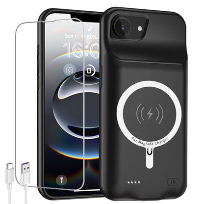 Battery Case for iPhone 16e, Upgraded 10000mAh High Capacity Rechargeable Portable Protective Extended Charger Case, Wireless Charging Compatible with iPhone 16e (6.1 inch) Charging Case & Carplay - size: iPhone 16e (6.1 inch)
