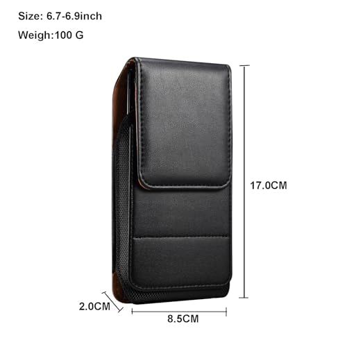 Cell Phone Pouch Pu Leather Holster Belt Clip Holder for iPhone 17 Air, 16 Plus 15 14 13 12 11 Pro Max Samsung Galaxy S26+ S25 FE S24 FE S24+ S23+ S23 FE A15 A35 A55 Google Pixel 10a 9a 6 (Black, L) - color: Black, size: L