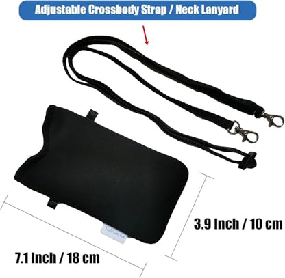 Tainada Neck Cell Phone Pouch w/Crossbody Strap (Colorful Flowers Birds) | For Men/Women; Lightweight small neoprene cellphone holder pocket case carrier bag; Made in Taiwan; Fits most smartphones - color: Colorful Flowers Birds