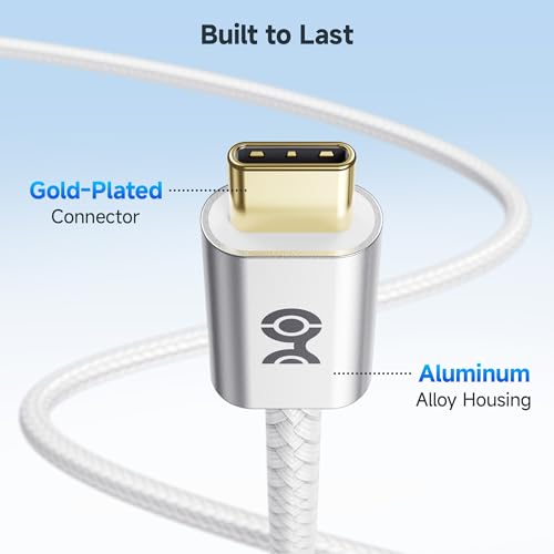 Cable Matters Braided 240W USB C Fast Charging Cable, 10ft, White - color: White, size: 10 Feet