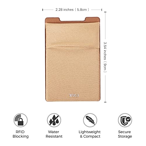 RFID Blocking Phone Card Wallet - Double Secure Pocket - Ultra-Slim Self Adhesive Credit Card Holder Card Sleeves Phone Wallet Sticker All Smartphones(Gold)-2PC - color: Gold
