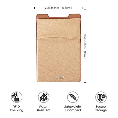 RFID Blocking Phone Card Wallet - Double Secure Pocket - Ultra-Slim Self Adhesive Credit Card Holder Card Sleeves Phone Wallet Sticker All Smartphones(Gold)-2PC - color: Gold