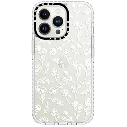 Dumkery Cute White Flowers Case Compatible with iPhone 13 Pro Max Clear Case, Floral Aesthetic Pattern, Soft TPU Full Body Protection Shockproof Slim Cases Cover for Girls Women - size: iPhone 13 Pro Max