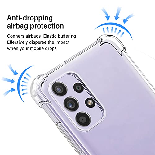 for Samsung A52 Case, Galaxy A52 5G Case with Screen Protector, Shockproof Crystal Clear Slim Soft Silicone TPU Protective Phone Cover for Samsung Galaxy A52 5G (Clear)