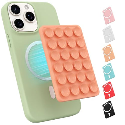 Magnetic Suction Phone Mount for MagSafe Case,Silicone Sticky (Orange) - color: Orange