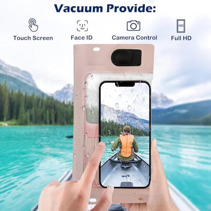 Vacuum Cell Phone Waterproof Phone Pouch IP68 Max 7” iPhone Pink | Bubble-free vacuum seal ensures HD photos & zero touch lag. IP68 waterproof protection for up to 7" iPhones & Samsung. - color: Pink, size: 1Pack