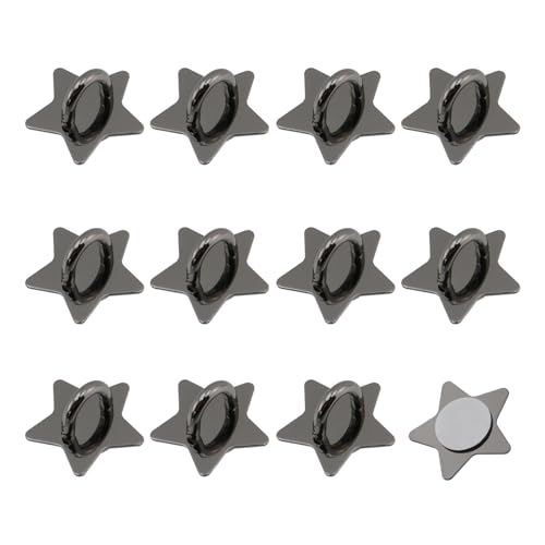 Metal Phone Hook, Adhesive Metal Phone Finger Grip Loop Stand Star Shape Grip Cellphone Ring Holder Accessories for DIY Hanging Supplies, 12PCS(Black)