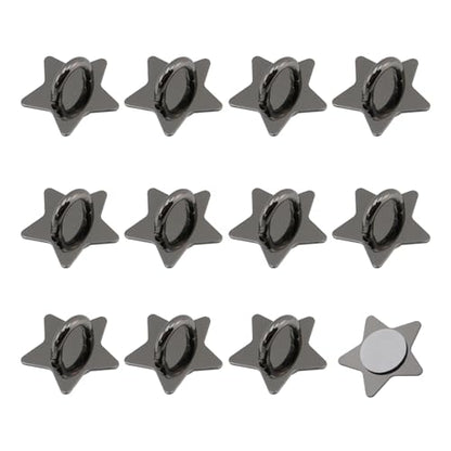 Metal Phone Hook, Adhesive Metal Phone Finger Grip Loop Stand Star Shape Grip Cellphone Ring Holder Accessories for DIY Hanging Supplies, 12PCS(Black)