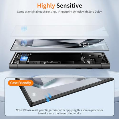 2 Pack Samsung Galaxy S24 Ultra HD Clear Screen Protector, PET Film with Auto Dust Elimination Cabin, Anti-Glare, Sensitive Touch, Bubble-Free, Case Friendly - color: S24-HD