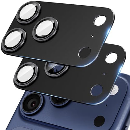 [2 Pack Camera Lens Protector for iPhone 17 Pro,9H Tempered Glass,Aviation Aluminum Plate Cover,Night Circle,No Bubble,HD Clarity,Case Friendly,Easy Installation-Black - size: for iPhone 17 Pro