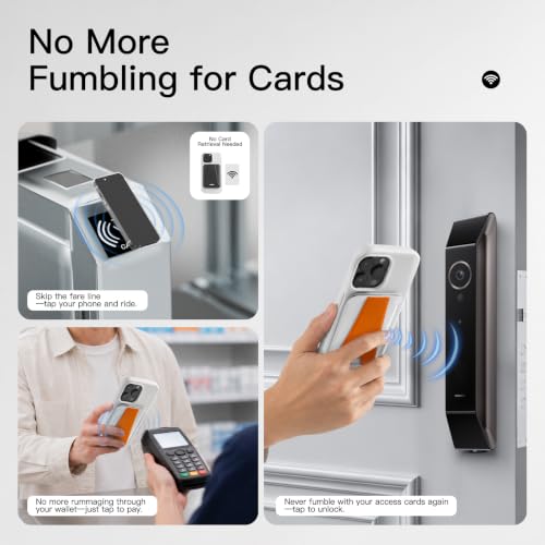 Tap & Go MagSafe Wallet Stand, 1-Card Magnetic Phone Wallet - color: White/Orange