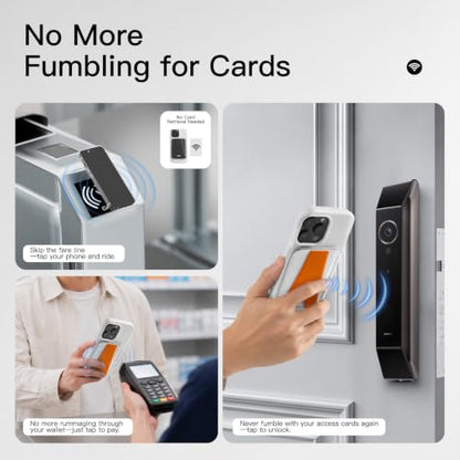 Tap & Go MagSafe Wallet Stand, 1-Card Magnetic Phone Wallet - color: White/Orange