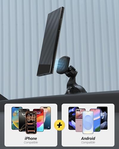 Scosche Extra Strength Suction Cup Phone Mount, Magnetic Dashboard/Windshield Mount Cell Phone Holder for Car with 360° Rotation, StickGrip Base & Thick Metal Plate for iPhone and Android, Not MagSafe - size: 1 Pack, style: Extra Strength - Window / Dash