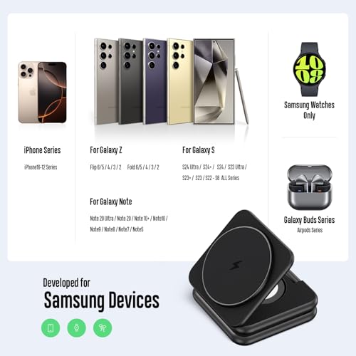 KU XIU 3 in 1 Charging Station for Samsung Phone Watch Buds - color: Black