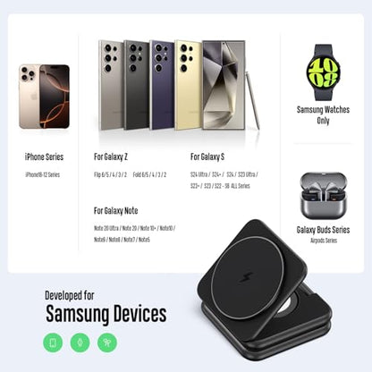 KU XIU 3 in 1 Charging Station for Samsung Phone Watch Buds - color: Black