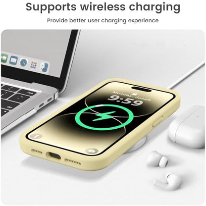 Vooii Compatible with iPhone 14 Pro Case, Liquid Silicone Upgrade [Camera Protection] [Soft Anti-Scratch Microfiber Lining] Shockproof Phone Case for iPhone 14 Pro 6.1 inch - Creamy Yellow - color: Creamy Yellow, size: iPhone 14 Pro