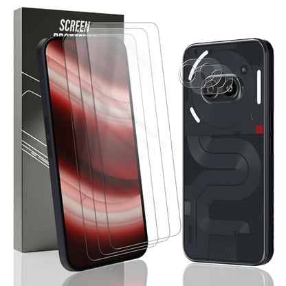 3+2 Pack Tempered Glass for Nothing Phone (2a) / (2a) Plus Screen Protector with Camera Lens Protector, 9H Hardness, HD Clear Film, Case Friendly, Screen Protector - size: for Nothing Phone (2a) / (2a) Plus