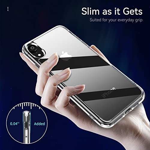 JJGoo Compatiable with iPhone XR Case Clear, Transparent Shockproof Phone Case, Slim Anti-Scratch Hard PC Back Protective Cover Bumper, Clear - color: Clear