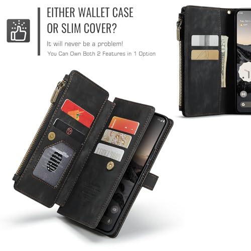 Google Pixel 10/Pixel 10 Pro 5G Wallet Case with Card Holder,Black - color: Black, size: Pixel 10/10 Pro 6.3 Inch