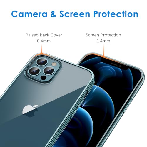 JETech Case for iPhone 12/12 Pro 6.1-Inch, Non-Yellowing Shockproof Phone Bumper Cover, Anti-Scratch Clear Back (Pacific Blue) - color: Pacific Blue