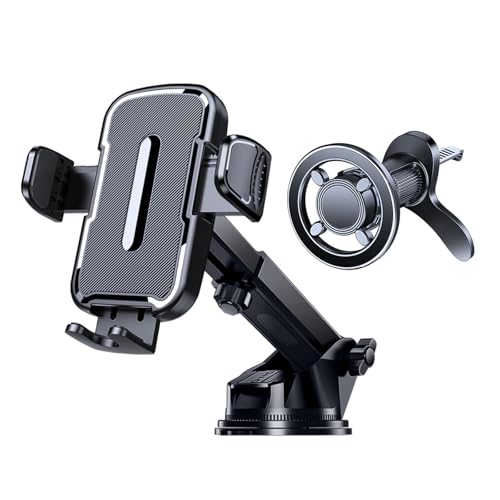 for iPhone MagSafe Phone Holders for Your car 2-Pack Adjustable Suction Cup Phone Mount for All iPhone & Android Smartphone,4 Setups - Dashboard/Vent/Windshield/Desk, Fits All Cars