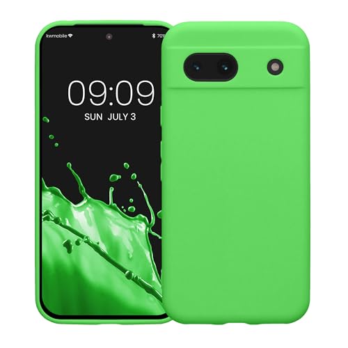 kwmobile Case Compatible with Google Pixel 8a Case - Protective Slim TPU Phone Cover - Soft Matte Finish - Lime Green - color: lime green
