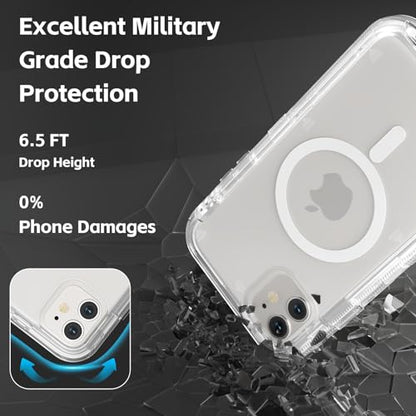 Follaroma Magnetic for iPhone 11 Case, Heavy Duty Phone Cases, Clear, 6.1" | Compatible with MagSafe, Heavy Duty Shock proof Protection, Military-Grade Anti-Drop, Dual Layer Transparent Protective Cover - color: Clear, size: iPhone 11 6.1''