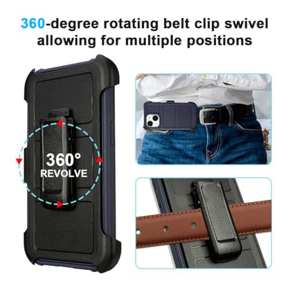 for Defender Case iPhone 13 Phone Case with Belt Clip Heavy Duty Navy Blue | Protective iPhone13 Cases Kickstand Rugged with 2 Layers of Sturdy, Shockproof Phone Cover for iPhone 13 Case Black 6.1 inch - color: Navy Blue